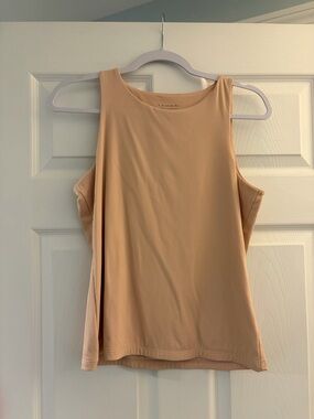 Tahari Peach-Beige Ribbed Tank Top
